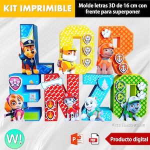 Kit Imprimible Printable Molde Letras 3d 16 Cm + Frente Editables