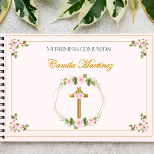 Libro Imprimible Printable De Firmas Mi Primera Comunión Flores