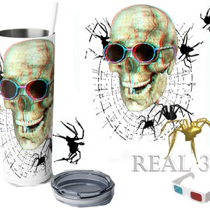 Halloween Skull + Spider 3D Tumbler Wrap / Pop Out Zombie in Real 3D / Grande divertimento con o senza specifiche 3D / Download istantaneo e stampa