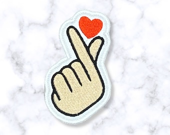 Finger Heart Embroidered Iron-On Patch: K-Pop Fan Apparel