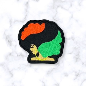 African American Woman with African Flag Afro Patch, African Flag Patch, African Pride Patch