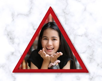 Custom Photo Patch: Iron-On Embroidered Fabric - Triangle, Square, Circle