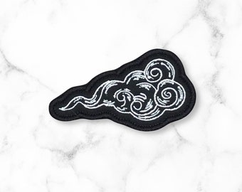 Cloud Iron-On Patch: Embroidered Wind Smoke Nature Applique