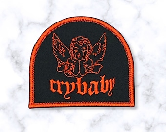 Cry Baby Angel Patch: Embroidered Iron-on Tattoo Patch