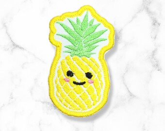 Kawaii Pineapple iron-on embroidered patch|Hawiian Luau Patch