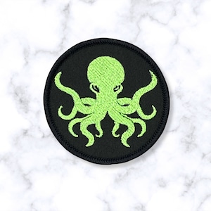 Octopus iron-on patches, Retro Kraken Patch, Cryptid Patch