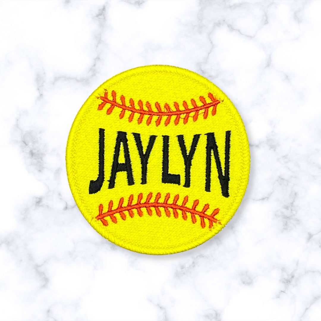 Personalized Softball Name Patch, Embroidered Softball Patch, Custom
