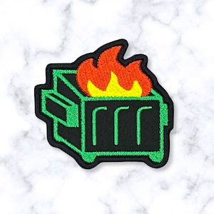 Dumpster Fire Green Dumpster Embroidered Iron-On Patch – Winks For Days