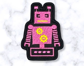 Pink Robot Iron-On Patch: STEM Applique