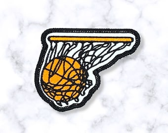 Basketball Swoosh Embroidered Iron-On Patch (3.75x3)