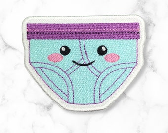 Cute Underpants Iron-On Patch, Kawaii Embroidered Applique