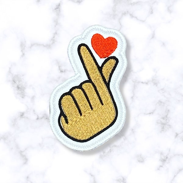 African American Finger Heart iron-on embroidered patch, African American Finger Heart Patch, Finger Heart Emoji, BTS Fan Patch