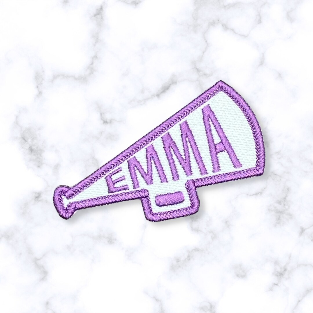 Personalized Megaphone Name Patch, School Color Cheerleader Patch