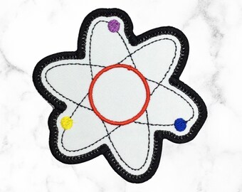 Atom Embroidered Iron-On Science Patch