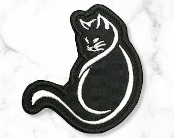 Cat Silhouette Embroidered Iron-On Patch - 3"
