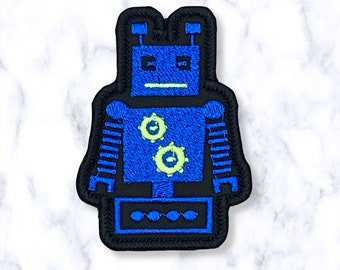 Blue Robot Iron-On Patch|Pink STEM Patch