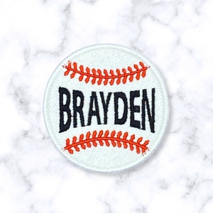 Personalized Baseball Name Patch, Embroidered Baseball Patch, Custom Name Baseball Patch, Baseball Shaped Patch