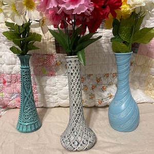 Repurposed Vintage Bud Flower Vases // Farmhouse / shabby chic / country / French / cottage / centerpiece / wedding / Home decor