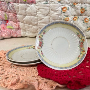 Vintage Floral Tea Cup Saucers made in Japan // Farmhouse cottage style / French / Shabby Chic / table decor / collectibles