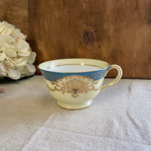 Vintage Morimura Noritake Hand Painted Japan Blue & Gold Floral Tea Cup Only /French Country / cottage / Victorian / Tea Party / succulent
