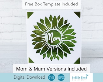 Zonnebloem moeder kaart SVG, moeder verjaardagskaart, Cricut gesneden bestand (digitale download)