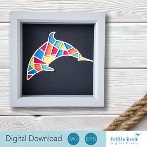 Geometrischer Delphin SVG für Schattenboxen, Layered Dolphin Paper Art SVG für Home Decor