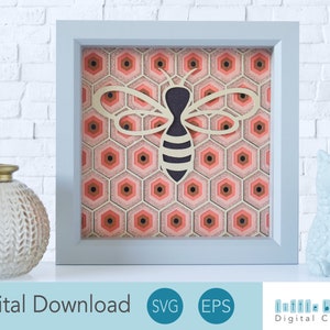 3D Bee SVG, Shadow Box Layered Bee SVG, Cricut Paper Cutting Template, Bee Lover SVG