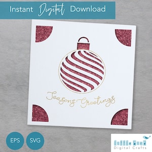 Kerstbal SVG-kaart, kerstornament SVG, S40 Cricut invoegkaart, Cricut Joy Xtra compatibel, teken- en folieontwerpen.