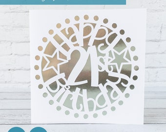 Happy 21st Birthday Card, 21st Birthday SVG, DIY Birthday Card for Her