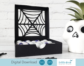 Halloween Treat Box SVG: Spiderweb Party Favor Template (Digital Download)