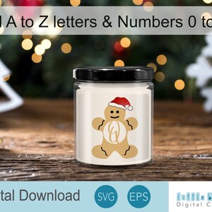 Gingerbread Man Monogram Christmas SVG Bundle, Monogram Letter SVG, Toutes les 26 lettres et chiffres 0 à 9