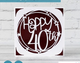 40th Geburtstagskarte SVG Papierschnitt Vorlage (Digitaler Download)