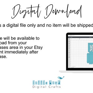 Pu&ograve; includere: Un download digitale per una scatola a forma di ragnatela. L'immagine mostra uno schermo di computer con un design per una scatola in un programma di progettazione. Il testo sullo schermo dice "Download digitale. Questo &egrave; un file digitale e nessun articolo verr&agrave; spedito. Il file sar&agrave; disponibile per il download dalla tua area acquisti di Etsy immediatamente dopo l'acquisto."