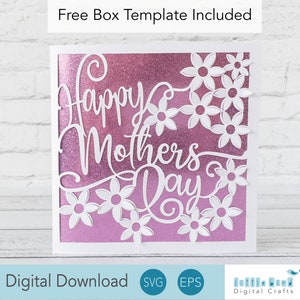3D Cricut Mother’s Day Card Template, DIY Greeting Card, Pop Up Flower Card Design, SVG EPS File Instant Download
