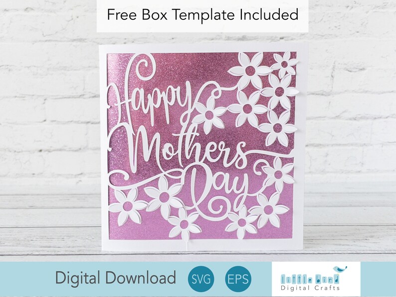 3D Cricut Mother’s Day Card Template, DIY Greeting Card, Pop Up Flower Card Design, SVG EPS File Instant Download image 1