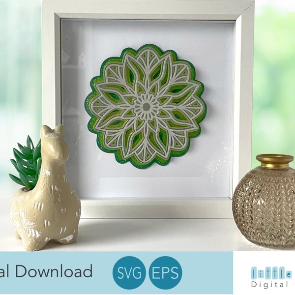 Layered Floral Mandala SVG Design,Shadow Box SVG, Mandala Cushion cover svg for home decor