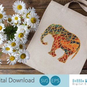 Geometric Safari Elephant SVG Digital Download, Cut File for Tote Bags, African Elephant Cricut Cut File, Elephant Lover Travel Gift DIY