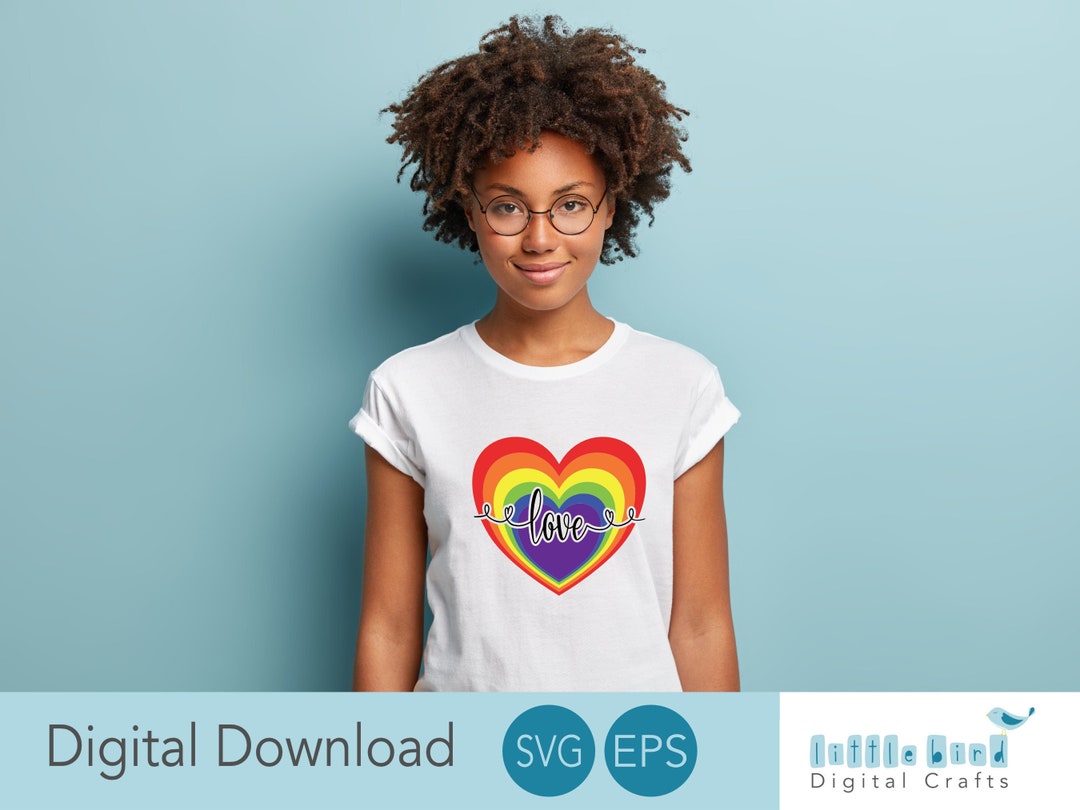 Lgbtq Pride Rainbow SVG Design, Valentines Day Love Heart Homemade T ...