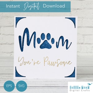 Tarjeta del Día de la Madre SVG de perro, tarjeta de mamá perro, tarjeta de inserción Cricut S40, compatible con Cricut Joy Xtra, diseños Draw y Foil.