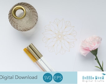 Single Line Flower Mandala SVG, Foil Quill, Cricut (Digital Download)