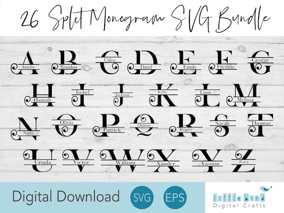 【THE MOZZ】Harper Lettering Set-up 26 Monogram Letters SVG Bundle, Split Monogram SVG for