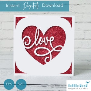 Alla hjärtans dag-kort SVG, hjärta med kärlek, S40 Cricut-insatskort, Cricut Joy Xtra-kompatibel