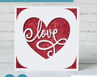 Valentines Day Card SVG, Heart with Love, S40 Cricut Insert Card, Cricut Joy Xtra Compatible
