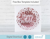 Popup Flower Happy Birthday Card SVG Design, Cricut DIY 3d Card Design for Birthday.