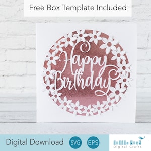 Popup Flower Happy Birthday Card SVG Design, Cricut DIY 3d Card Design for Birthday.