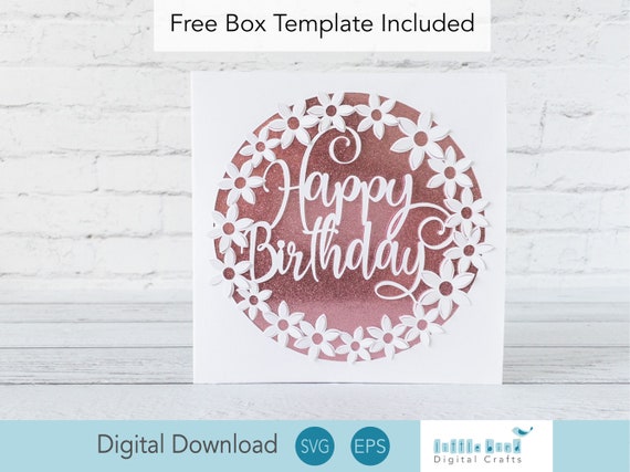 Popup Flower Happy Birthday Card SVG Design, Cricut DIY 3d Card Design for Birthday.