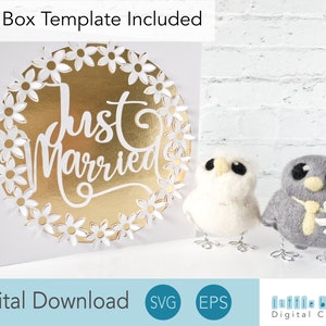 Just Married SVG, Wedding Day Card for Bride, Wedding Pop up Card SVG, Digital Wedding Card For Cricut