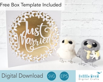 Tarjeta de boda con flores (SVG), tarjeta desplegable para bodas (descarga digital)