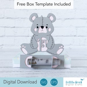 1o compleanno Money Holder SVG, Teddy Bear Money Card SVG per il primo compleanno