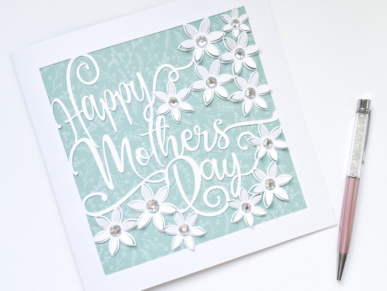 3D Cricut Mother’s Day Card Template, DIY Greeting Card, Pop Up Flower Card Design, SVG EPS File Instant Download image 2